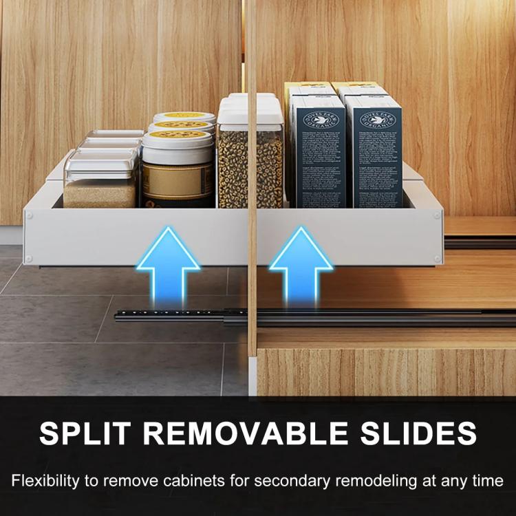 Extensible  - 30-46cm Pull-out Cabinet Organizer Storage Rack Slide-out Drawer 53cm White