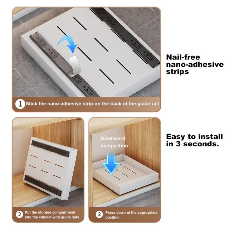 Extensible  - 30-46cm Pull-out Cabinet Organizer Storage Rack Slide-out Drawer 43cm Black