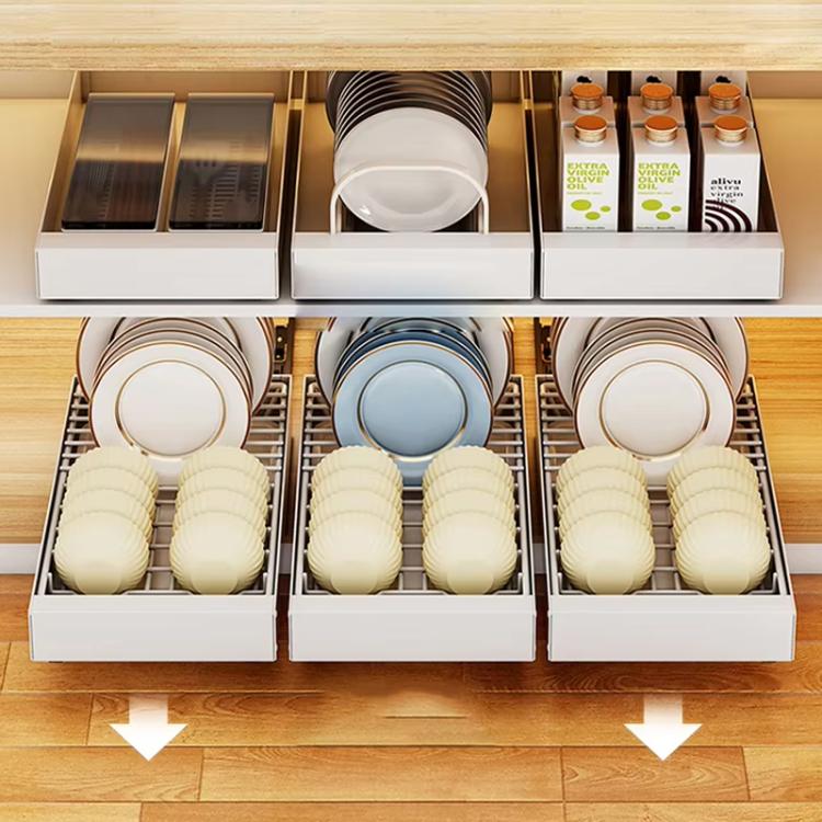 Pull-out Drainable Bowl Dish Storage Rack Cabinet Organizer Slide-out Drawer