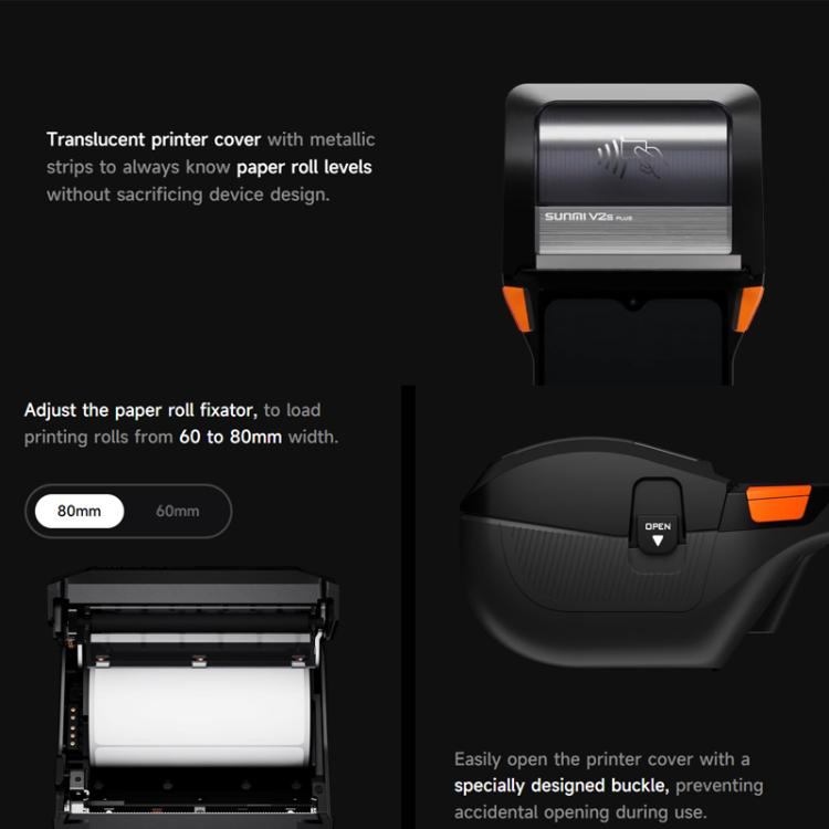 SUNMI V2s PLUS Handheld Cash Register With 80mm Printer Intelligent Mobile Terminal, Spec: 2+16G Standard