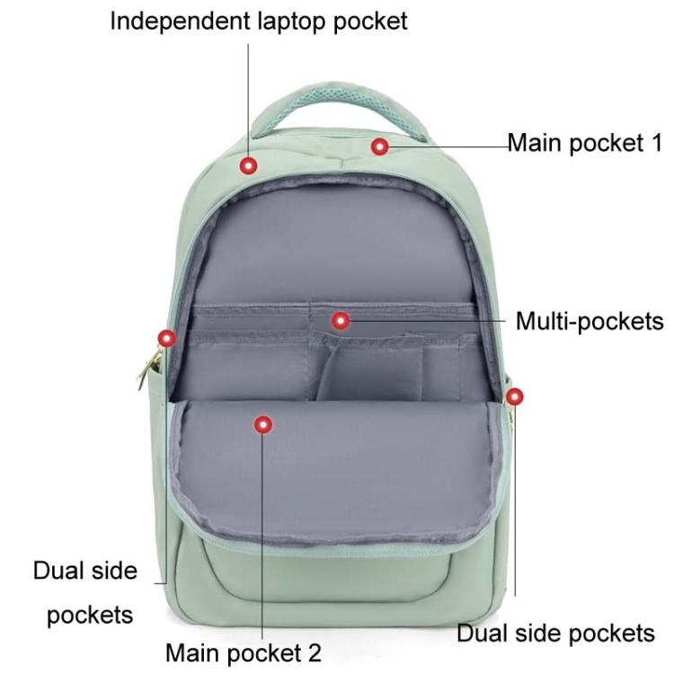 SKV B23874 Large Capacity Water Resistant Double Shoulder Casual Laptop Bag - Matcha Color