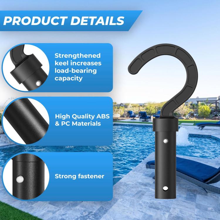 Pool Robot Cleaners Fixedly Connected Telescopic Pole Hook - Black