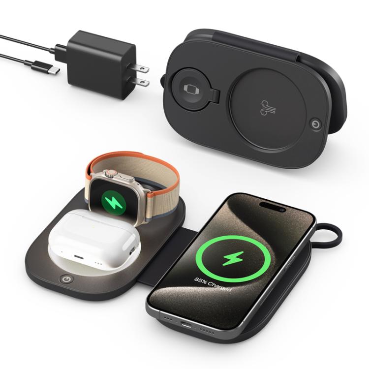 T5 3 In 1 Folding Magnetic Wireless Charger For Apple Watch / iPhone / AirPods