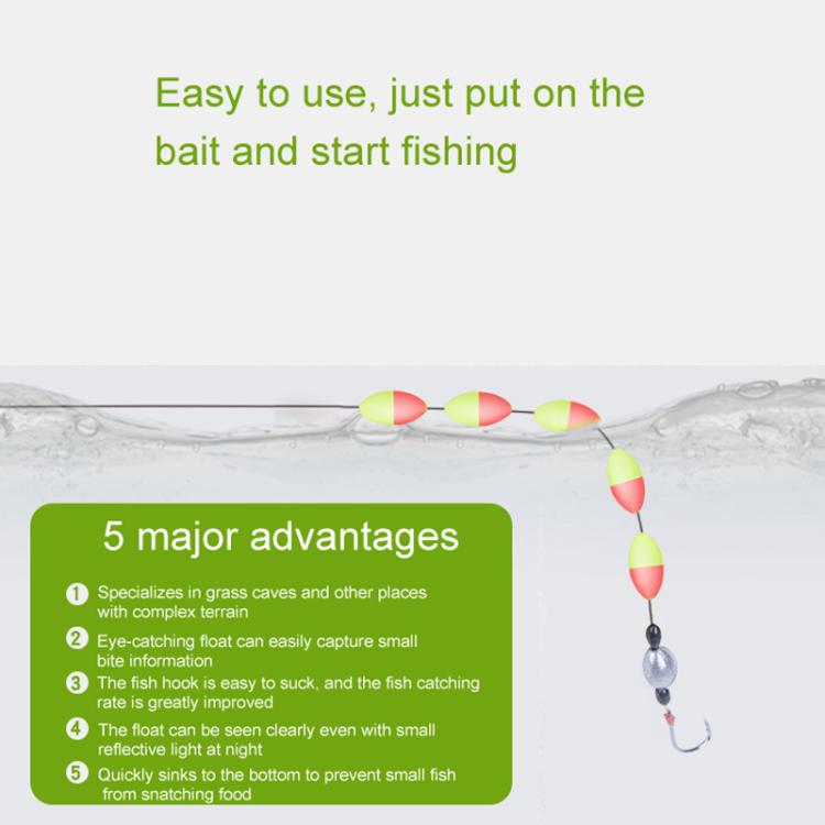 10pcs /Pack  3.6m Traditional Seven Star Fishing Float Line Set With Single Hook, Line Number: 2.0