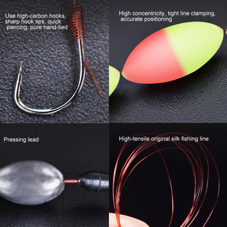 10pcs /Pack  3.6m Traditional Seven Star Fishing Float Line Set With Single Hook, Line Number: 2.0