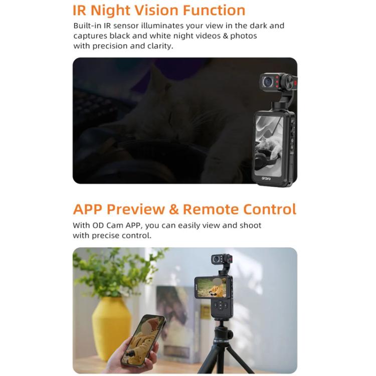 Ordro HD DV Three-Axis Anti-Shake Gimbal Rotating Screen Pocket Camera