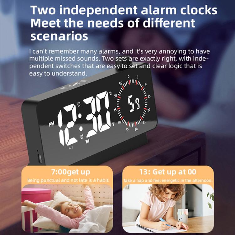 Multi-Functional LED Screen Mirror Charging Alarm Clock Reminder Visual Timer