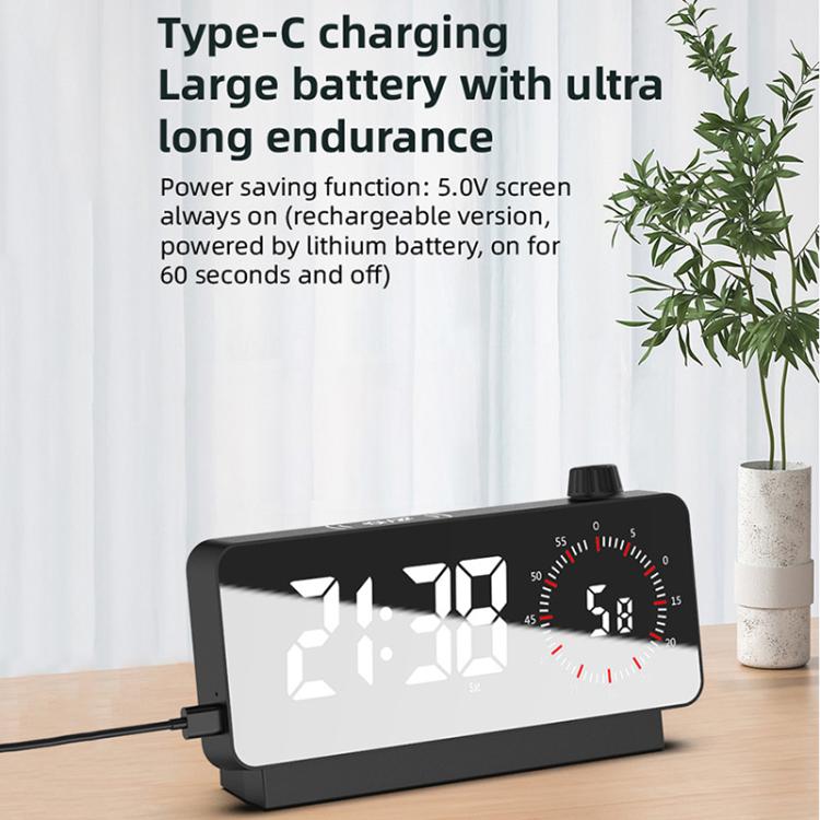Multi-Functional LED Screen Mirror Charging Alarm Clock Reminder Visual Timer