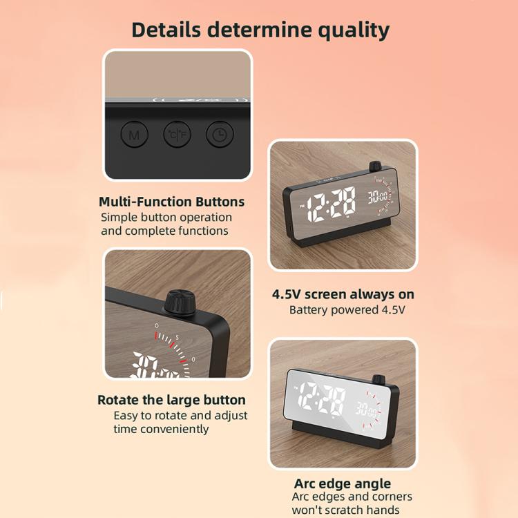 Multi-Functional LED Screen Mirror Charging Alarm Clock Reminder Visual Timer