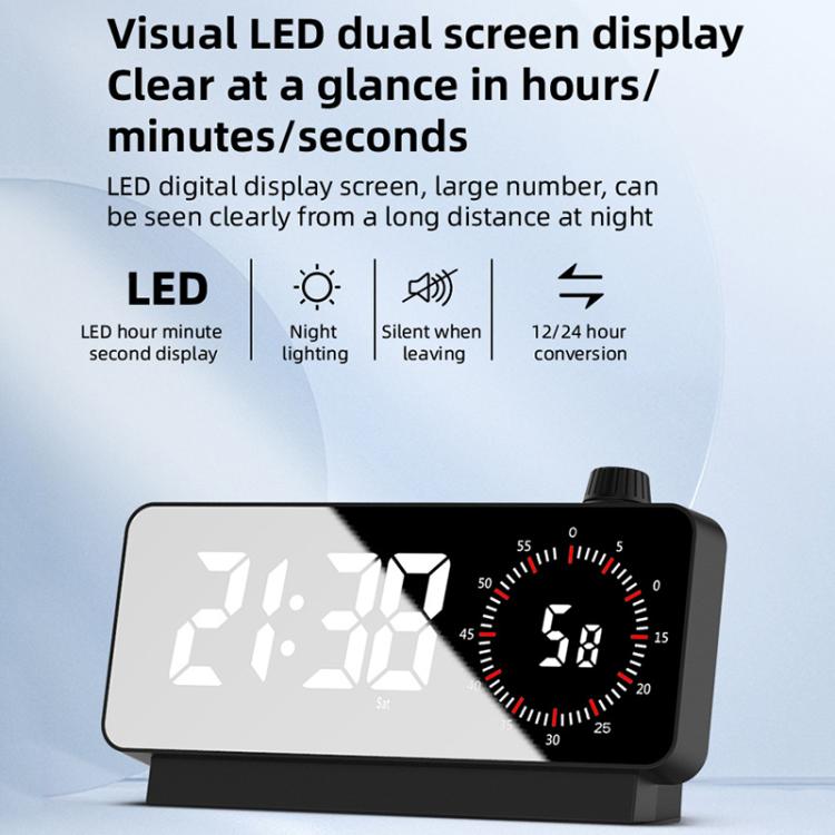 Multi-Functional LED Screen Mirror Charging Alarm Clock Reminder Visual Timer