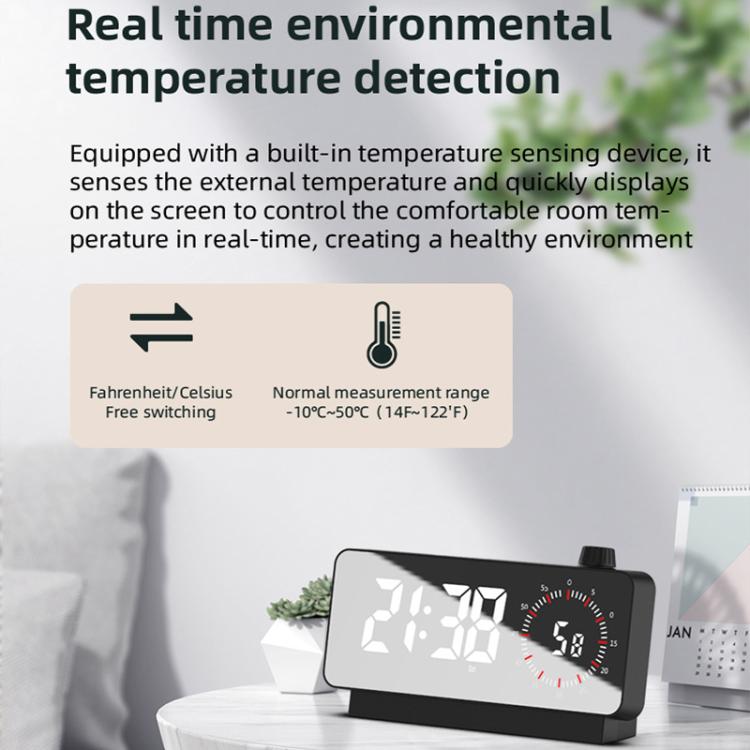 Multi-Functional LED Screen Mirror Charging Alarm Clock Reminder Visual Timer