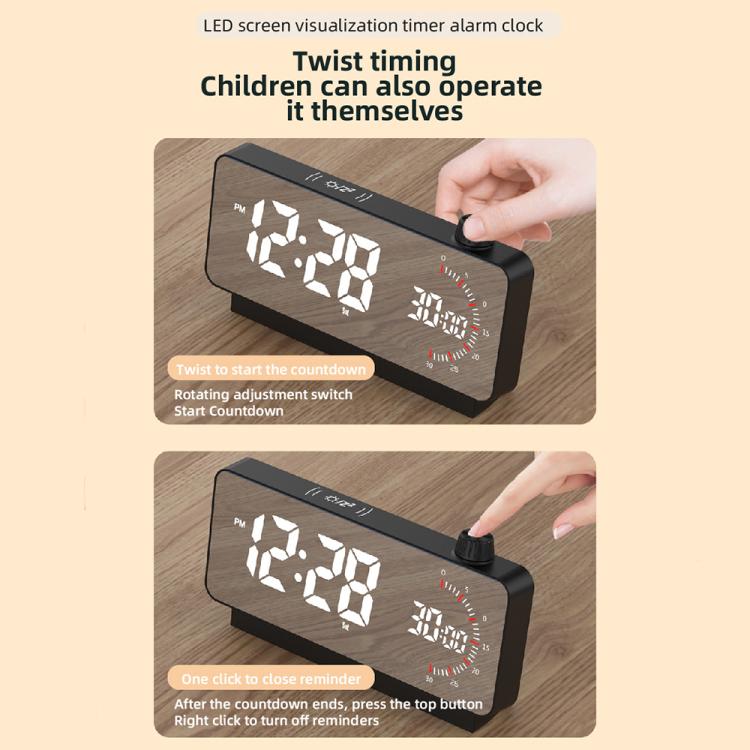 Multi-Functional LED Screen Mirror Charging Alarm Clock Reminder Visual Timer