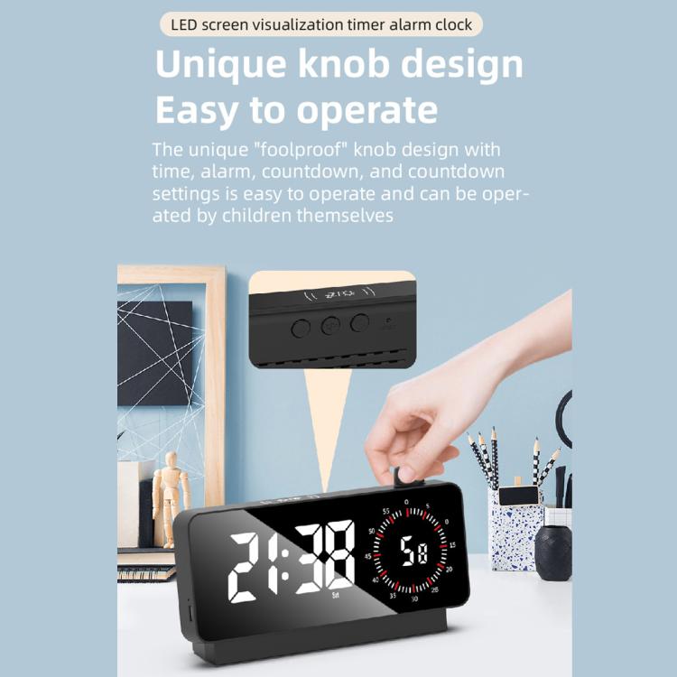 Multi-Functional LED Screen Mirror Charging Alarm Clock Reminder Visual Timer