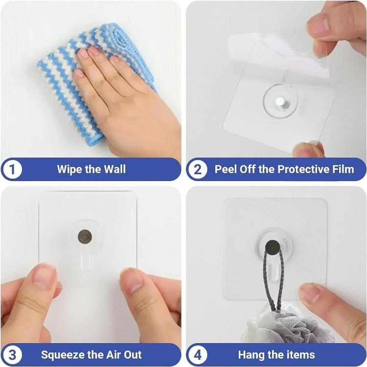 10pcs /Pack Transparent Seamless Strong Adhesive Hooks Nail Free Photo Frame Wall Hook 56x56mm