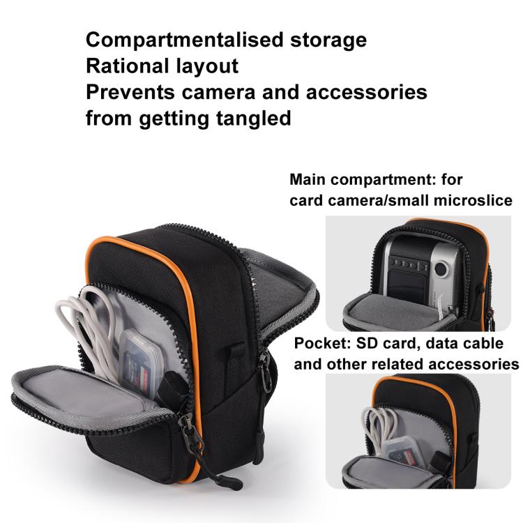 Cwatcun D168 Small Convenient Camera Bag Scratch-Resistant And Wear-Resistant Microslice Card Camera Pouch - Black