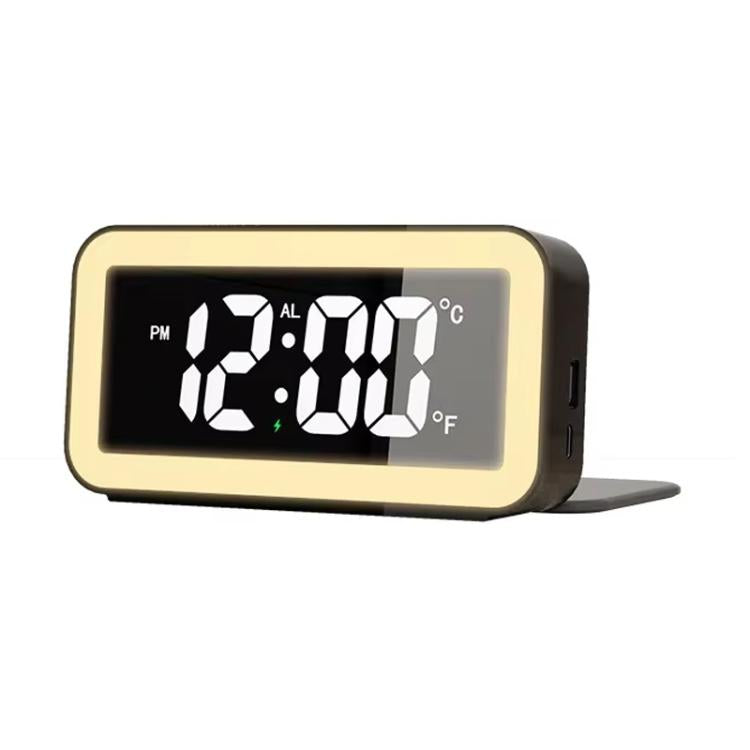 S281A LED Atmosphere Light Calendar / Temperature Display Clock With Wireless Charging Function - Black