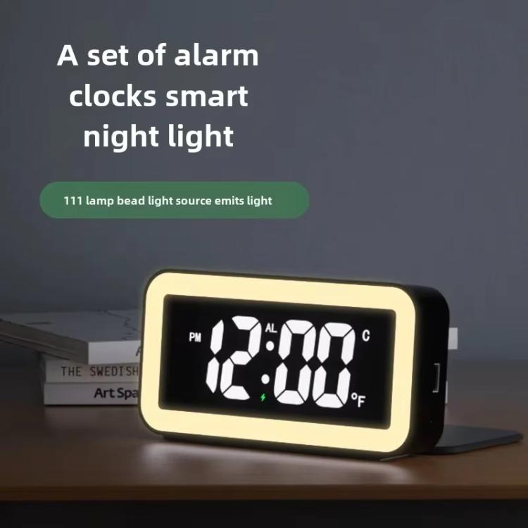 S281A LED Atmosphere Light Calendar / Temperature Display Clock With Wireless Charging Function - Black