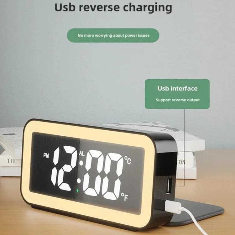 S281A LED Atmosphere Light Calendar / Temperature Display Clock With Wireless Charging Function - Black