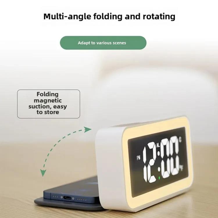 S281A LED Atmosphere Light Calendar / Temperature Display Clock With Wireless Charging Function - Black