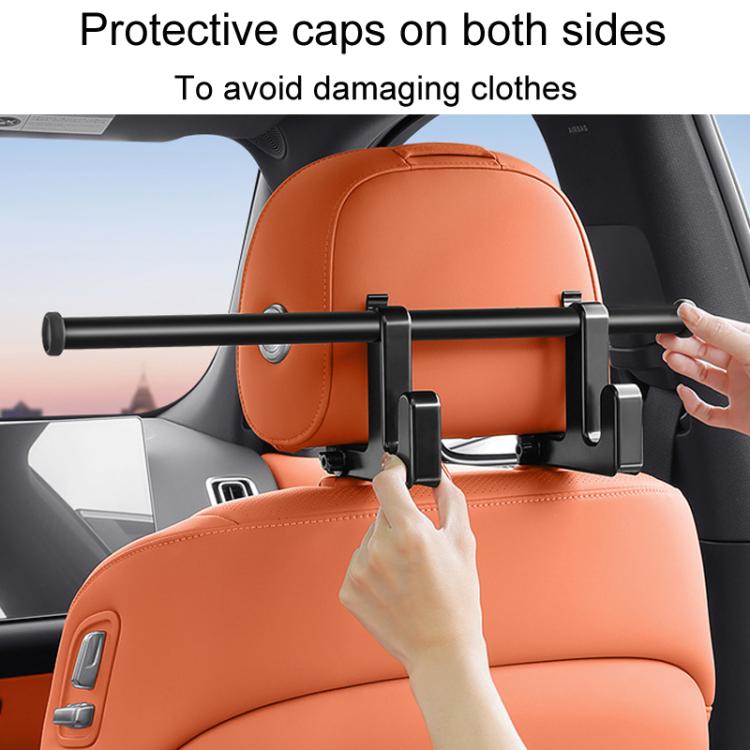 Universal Car Seat Back Double Hooks Umbrella Clothing Storage Rack - Black