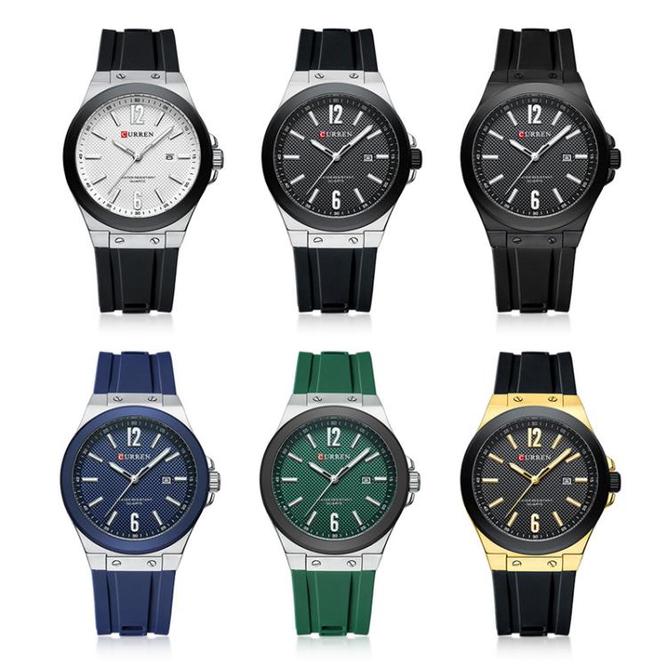 Curren Calendar Silicone Strap Casual Men Watch, Color: White Black