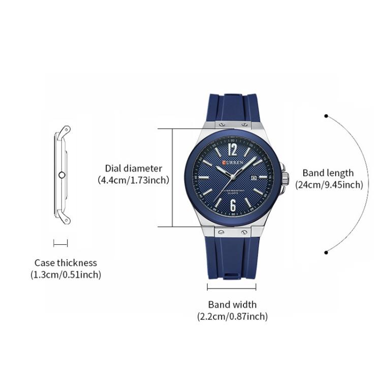 Curren Calendar Silicone Strap Casual Men Watch, Color: White