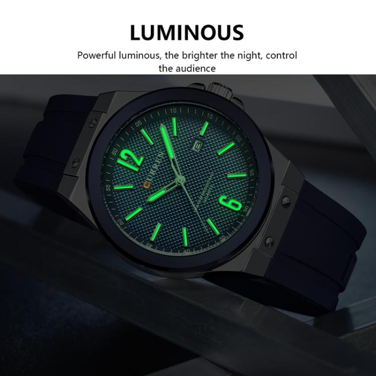 Curren Calendar Silicone Strap Casual Men Watch, Color: Gold Black