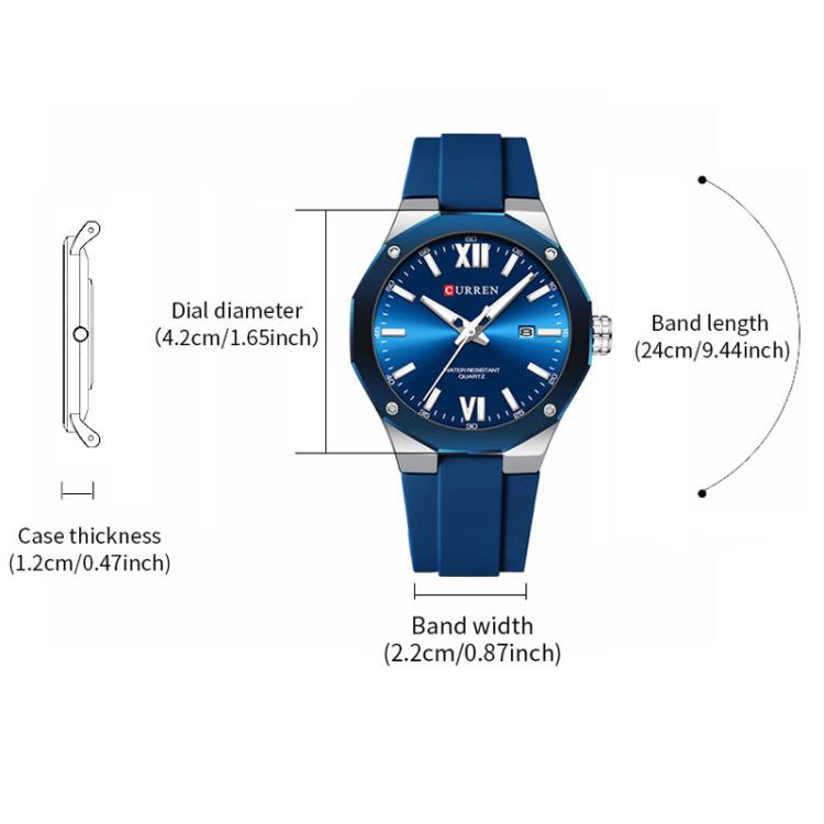 Curren Calendar Silicone Strap Casual Men Watch