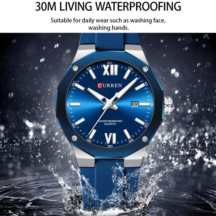 Curren Calendar Silicone Strap Casual Men Watch