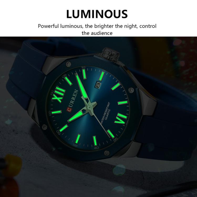 Curren Calendar Silicone Strap Casual Men Watch