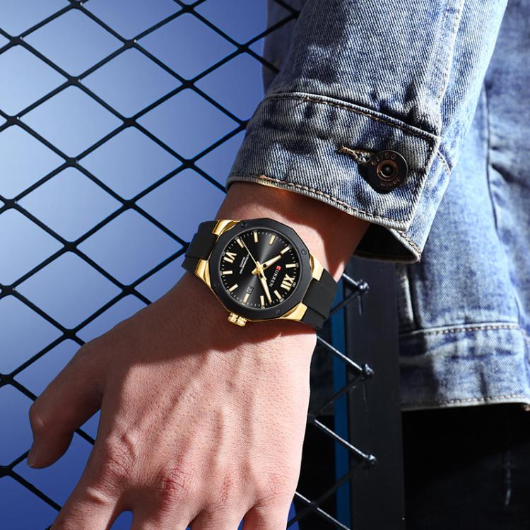 Curren Calendar Silicone Strap Casual Men Watch