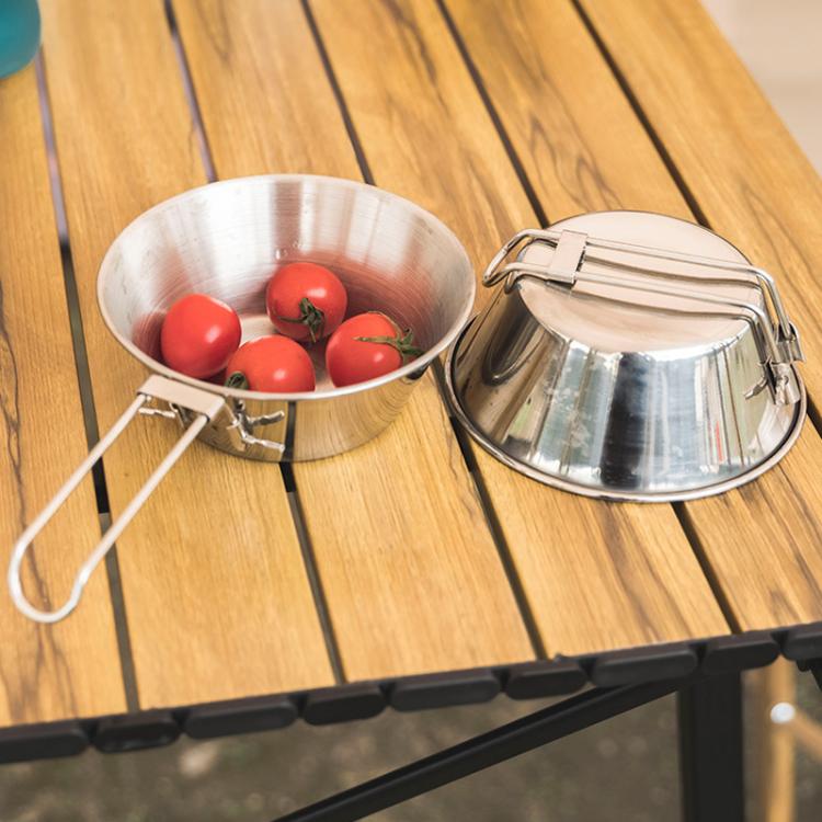 AOTU AT6440 2pcs 300ml+2pcs 500ml Portable Foldable Stainless Steel Bowl With Storage Bag Camping Cutlery Set