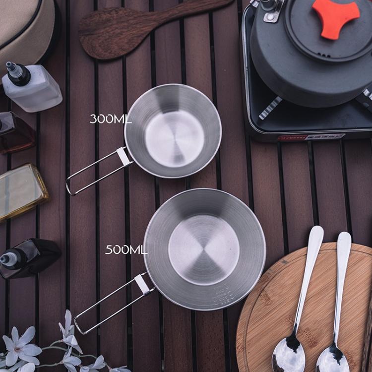 AOTU AT6440 2pcs 300ml+2pcs 500ml Portable Foldable Stainless Steel Bowl With Storage Bag Camping Cutlery Set