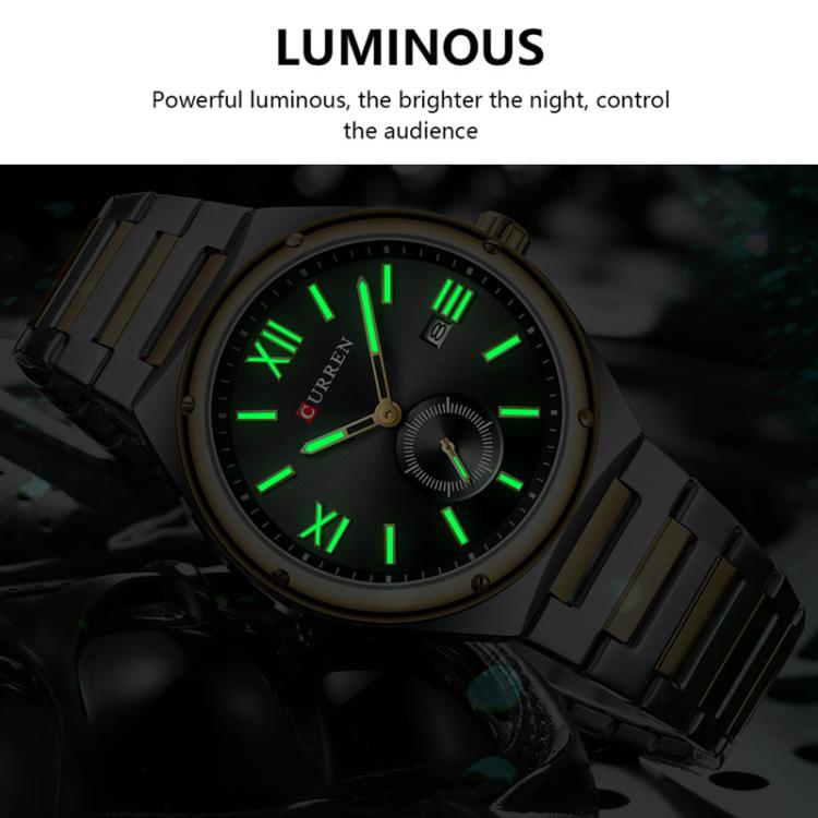 Curren Calendar Steel Strap Casual Men Quartz Watch, Color: White Gray