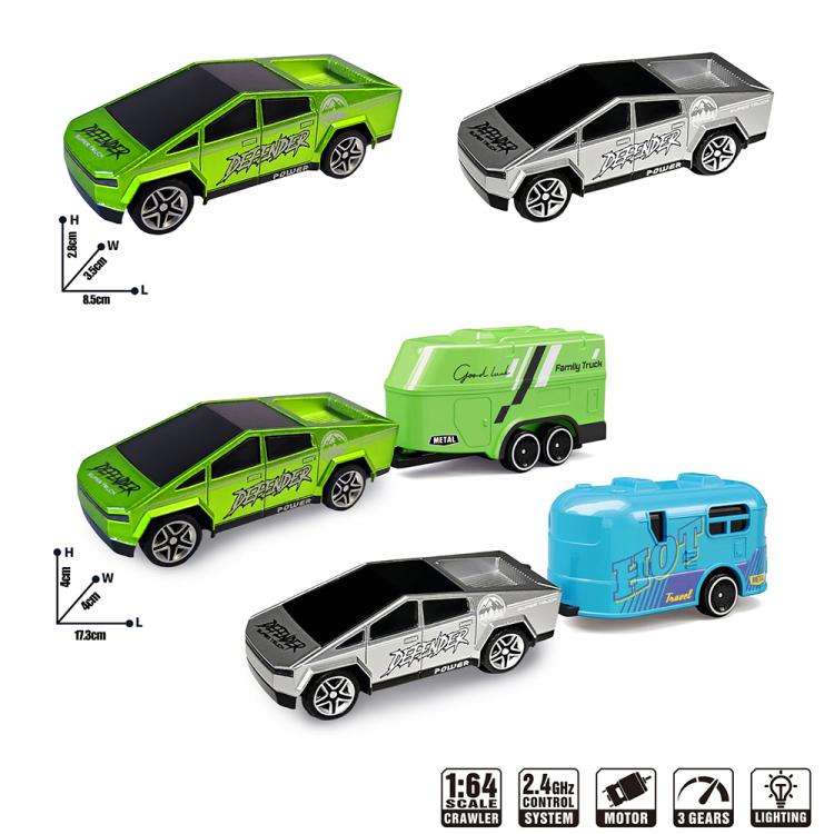 1:64 Mini Alloy 2.4Ghz Remote Control Car Children Rechargeable Model Car, Color: CO-5501E Green