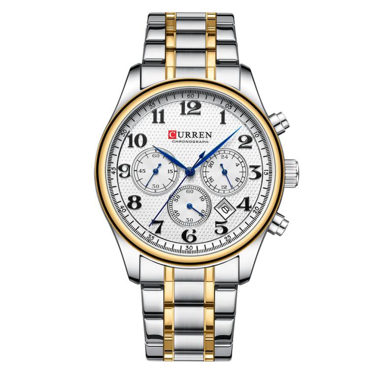 Curren Calendar Steel Strap Men Business Quartz Watch