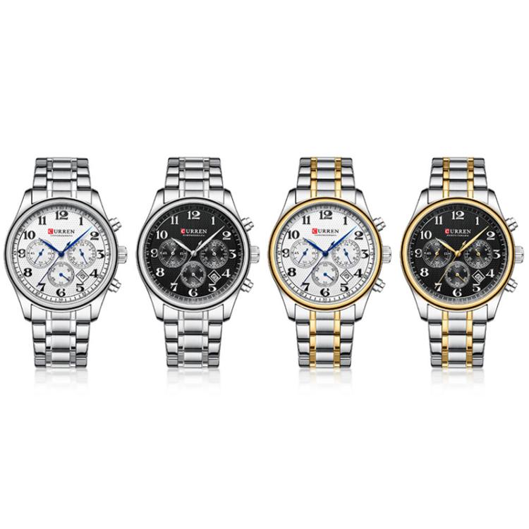 Curren Calendar Steel Strap Men Business Quartz Watch