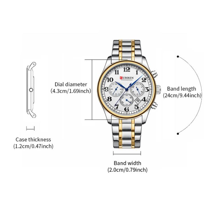 Curren Calendar Steel Strap Men Business Quartz Watch