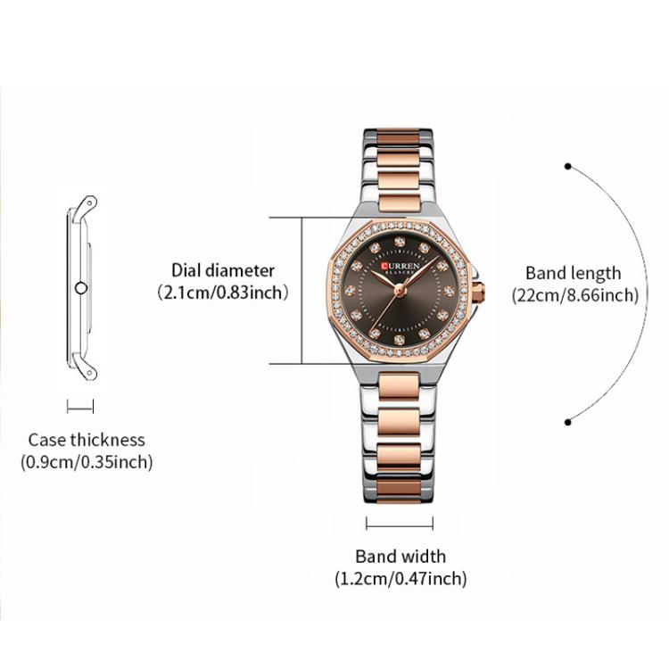 Curren Casual Steel Strap Luminous Women Watch, Color: Gold Black