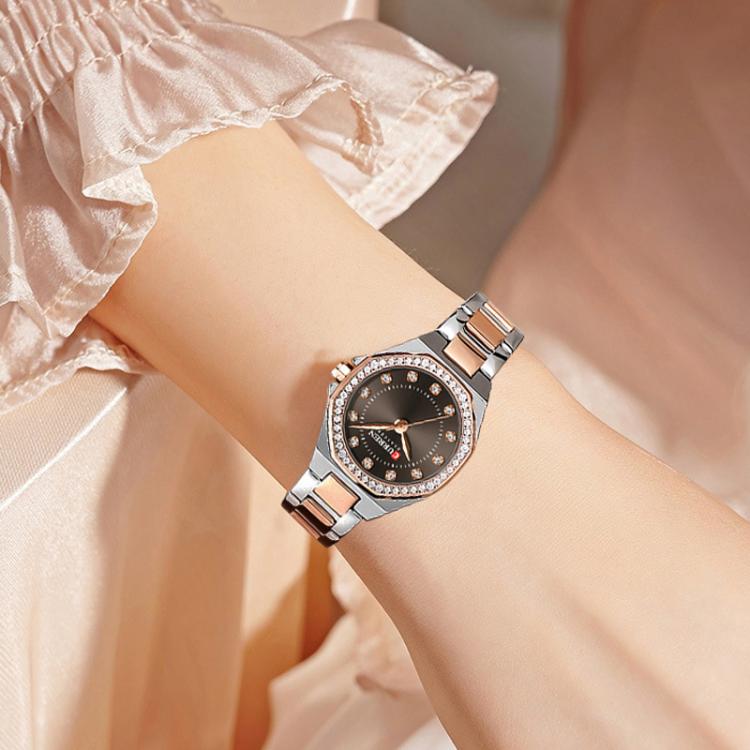 Curren Casual Steel Strap Luminous Women Watch, Color: White Blue