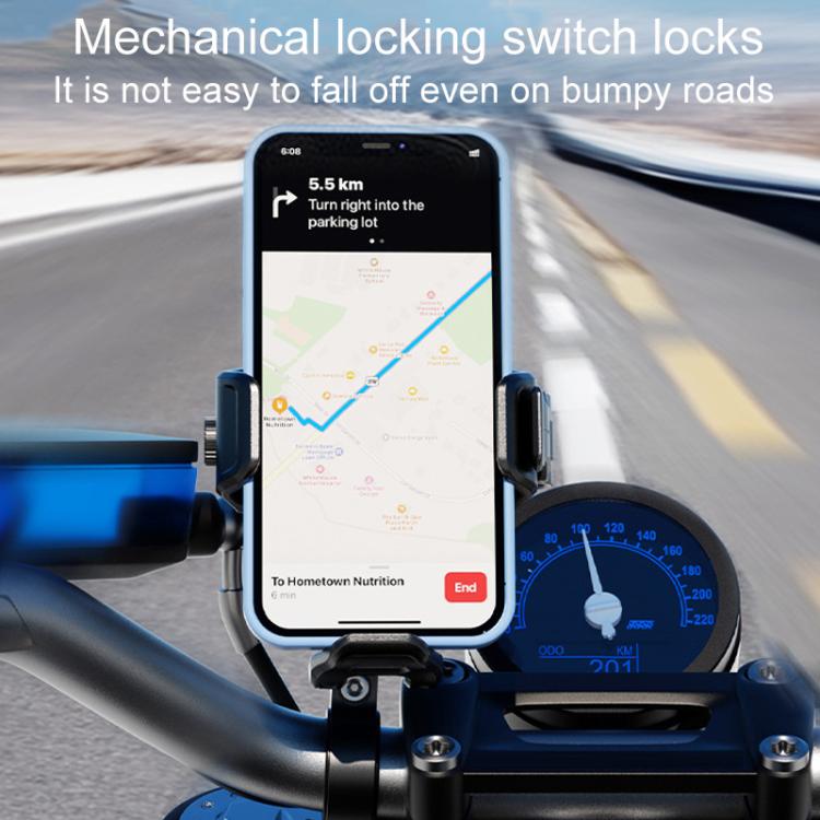 Kewig M33-A5 Outdoor Riding Shock Absorbing Anti-Theft 15W QI Wireless Charger Cell Phone Mounting Bracket - Horizontal Bar Model