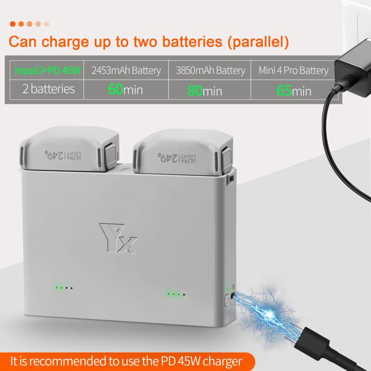 For DJI Mini 4 Pro / Mini 3 Pro / Mini 3 YX  Two-Way Charger Battery Manager - Silver