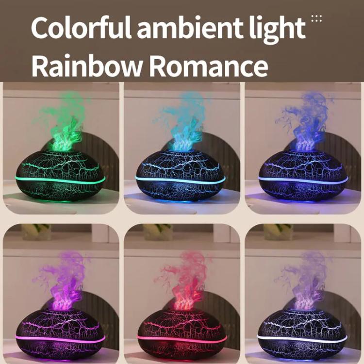SD13 200ml Flame Crackle Aromatherapy Diffuser Seven Colors Night Light Humidifier - Crackle