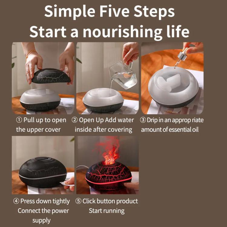 SD13 200ml Flame Crackle Aromatherapy Diffuser Seven Colors Night Light Humidifier - Crackle