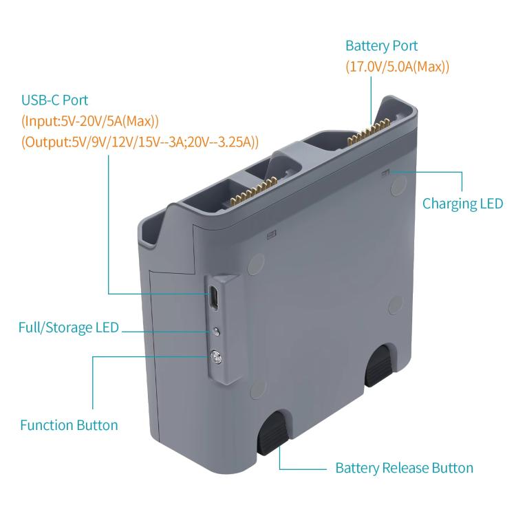 For DJI Air 3S /Air 3 YX Two-Way Charger Battery Manager - Light Gray