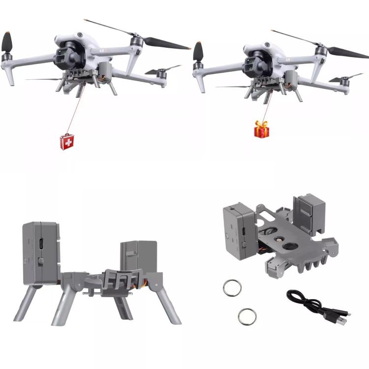 For DJI Air 3S / Air 3 Drone YX Airdrop System Rechargeable Thrower Load 500g - Gray