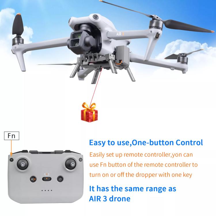 For DJI Air 3S / Air 3 Drone YX Airdrop System Rechargeable Thrower Load 500g - Gray