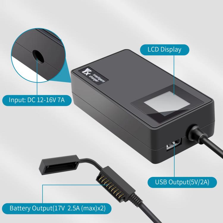 For DJI Air 3S /Air 3 YX Digital Display Car Charger Charge 2 Batteries At the Same Time - Black