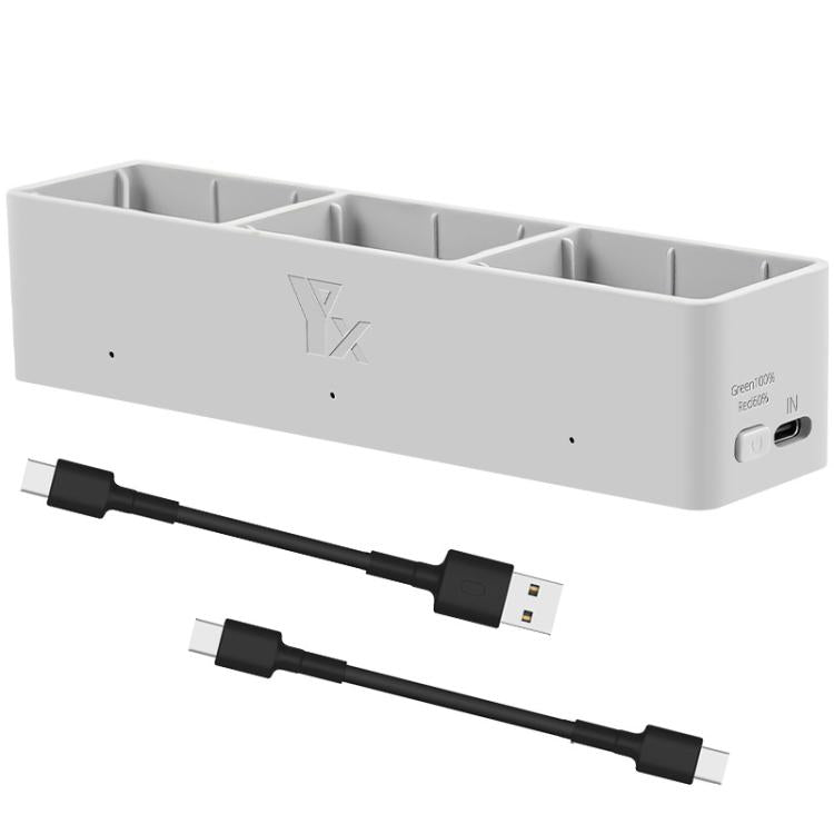 For DJI Avata 2 YX Charger 3-way Charging Butler Supports PD 65W - Silver Gray
