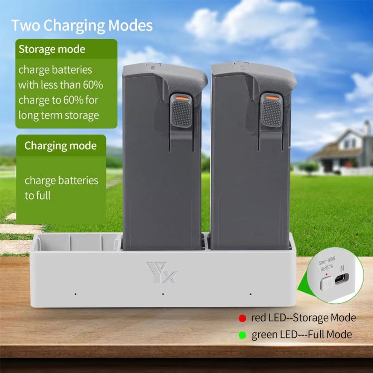 For DJI Avata 2 YX Charger 3-way Charging Butler Supports PD 65W - Silver Gray